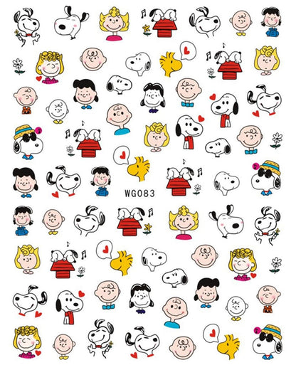 Funtastic Nail Art Stickers - Adorable Dog & Friends Collection Charlie - Hearts - Lucy - Flowers - Cute Dog Cartoons - Red Dog House