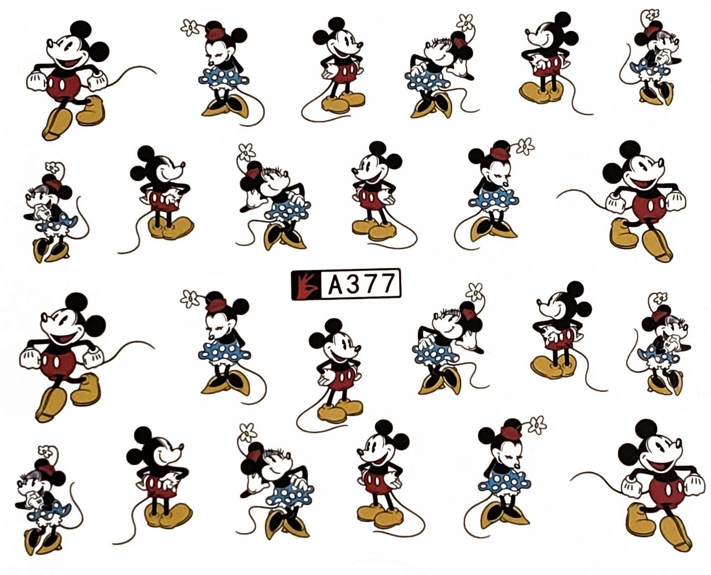 Mouse Couple Nail Water Decals, Cute Cartoon Couple Nail Art Transfers, Red Black Character Inspired Nails, Soak & Slide Nail Stickers