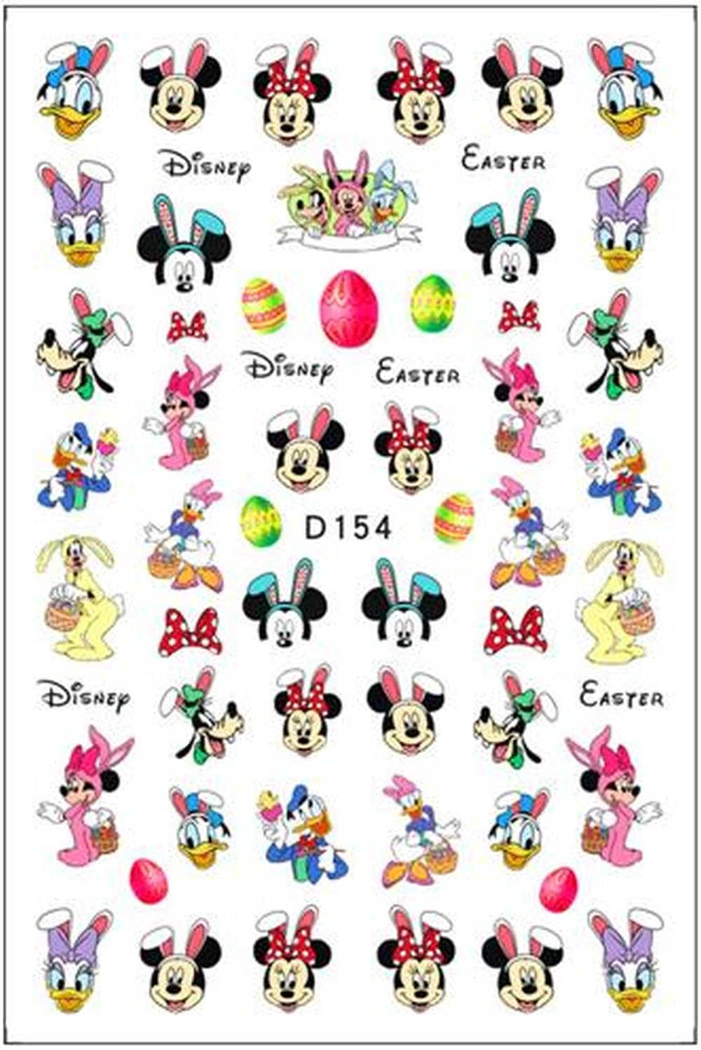Mickey Minnie Bright Easter Nail Stickers Dog Bunny Ears, Colorful Easter Eggs, and Bunnies - Perfect for Nail Art and Craft Projects