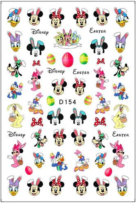 Mickey Minnie Bright Easter Nail Stickers Dog Bunny Ears, Colorful Easter Eggs, and Bunnies - Perfect for Nail Art and Craft Projects