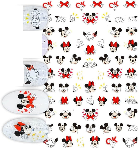 Red Bow Minnie n Mickey Romance! Cute Mouse Ears Nail Decals | Sticker Magic Classic Style!