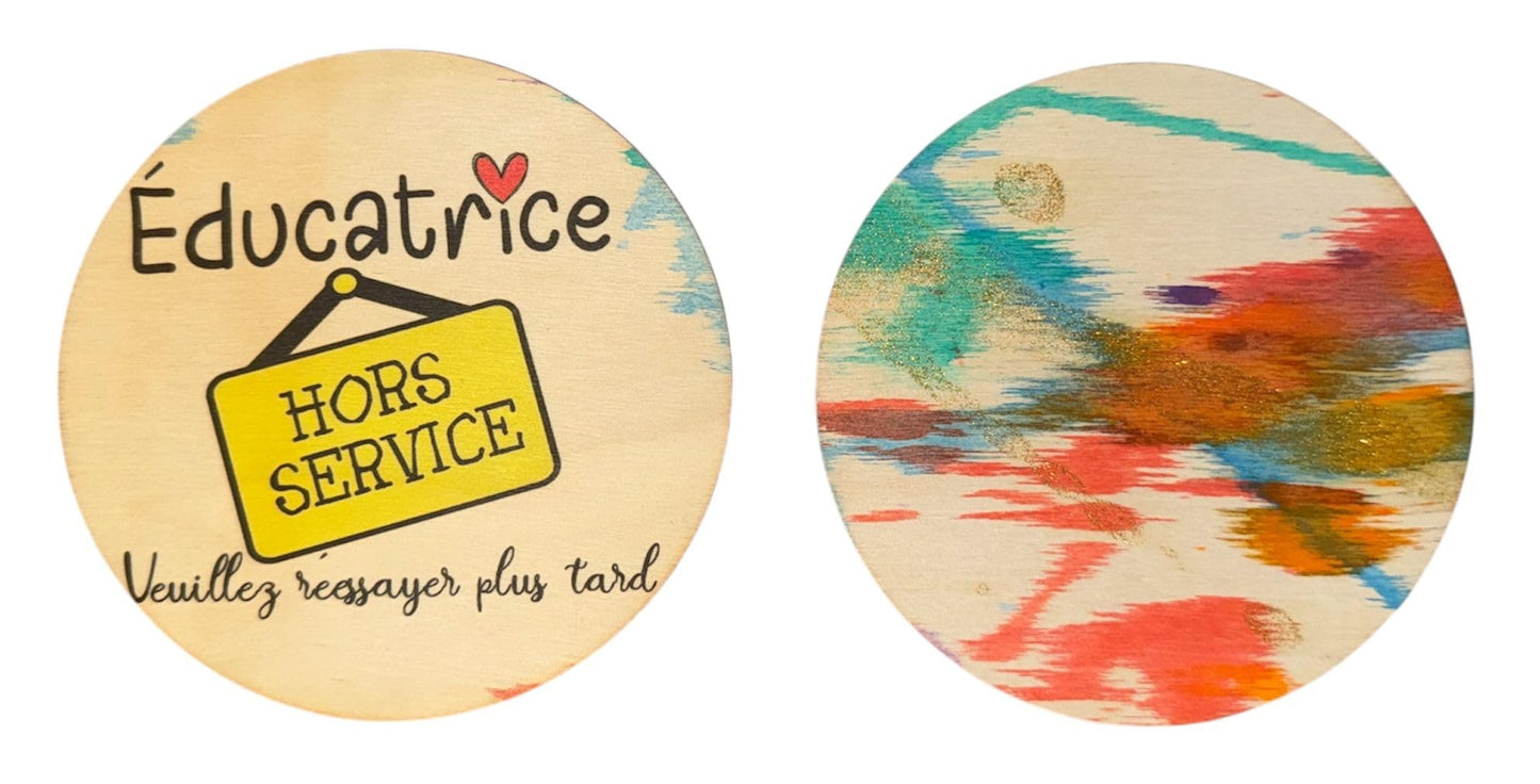 Tasse Éducatrice 12 oz - Hors Service avec Sous-Verre - 12 oz , 15 oz - Noir ou Blanc