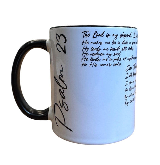God White and Black Mug – Psalm 23 Scripture – Inspirational Christian Gift – Tasse artisanale Psaume 23