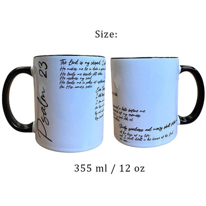 God White and Black Mug – Psalm 23 Scripture – Inspirational Christian Gift – Tasse artisanale Psaume 23