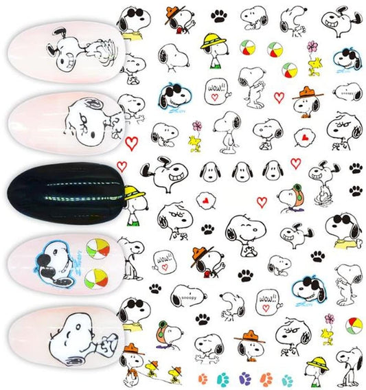 Cartoon Super Cute Dog Nail Stickers | Adorable Pups Snoopy Hats & Glasses Nail Art Decals | Fun Animal Nail Stickers for Dog Lovers