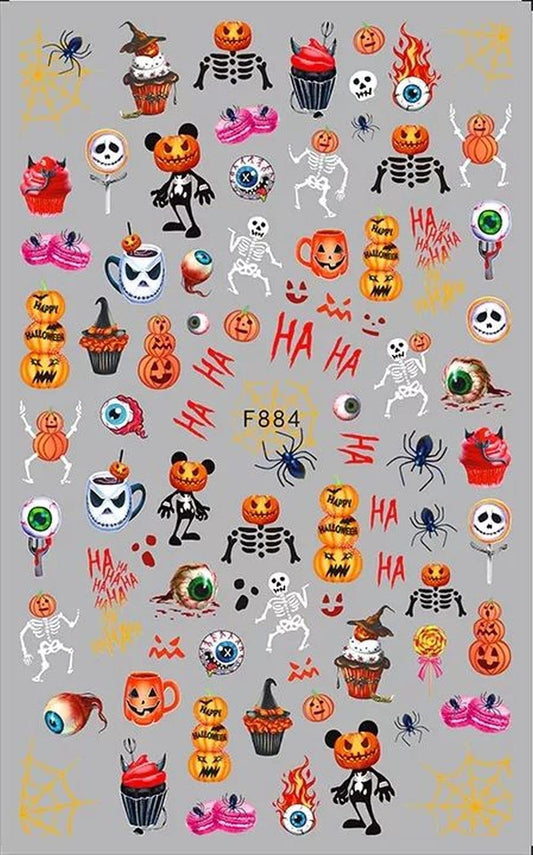 3D Halloween Nail Stickers - Pumpkin - Mickey - Cupcakes  Candies  Witch Hat - EyEballs Nail Decal Punk Gothic Rockabilly  Sticker Nail Art
