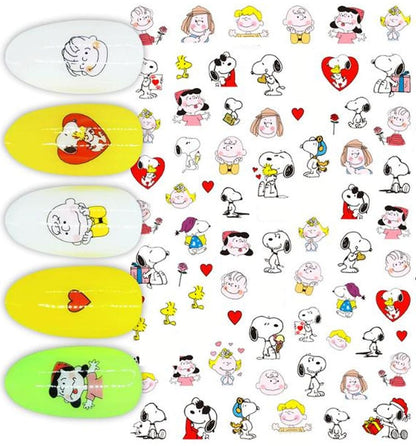 Super Cute Snoopy Peanut Lucy Nail Decals Sticker Salon Quality Nail Art - 1 Sheet Red Heart