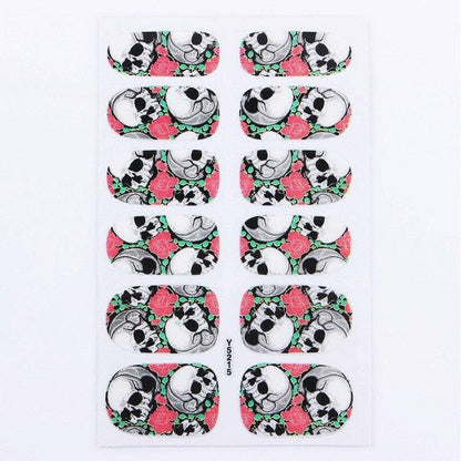 Full set of 12 punk gothic rockabilly skull and roses nail wrap decals sticker salon quality nail art - great for halloween! 1 sheet