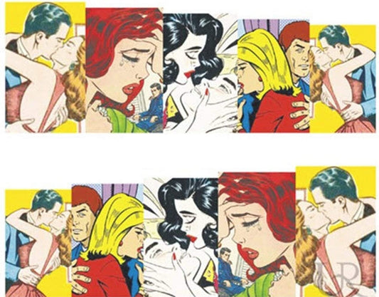 Comic Strip Inspired Kisses Kiss Nail Stickers - Water Decals Nail Art Nail Wrap Nail Decals