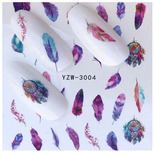 Full Set of Feathers and Dream Catchers Nail Sticker Salon Quality Nail Art - Nail Decals