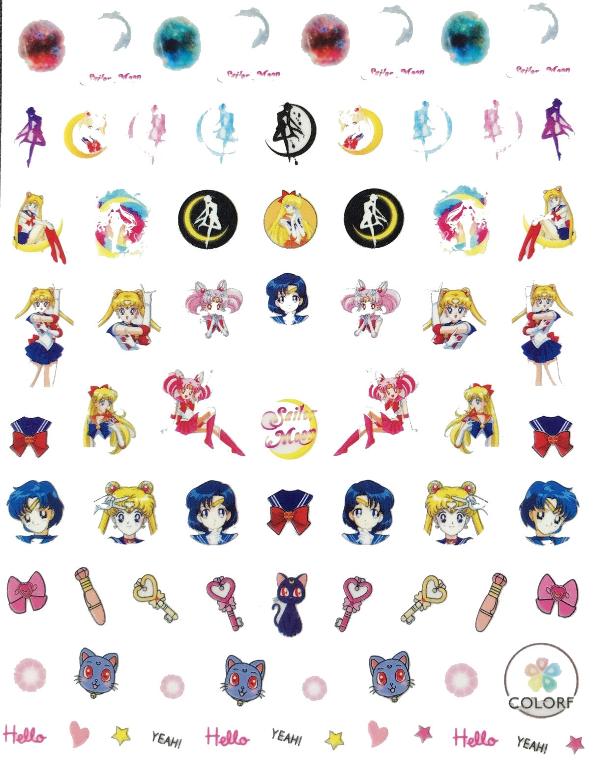 Anime inspired Moon Cartoon, Sailor Jupiter nail stickers for your nail art