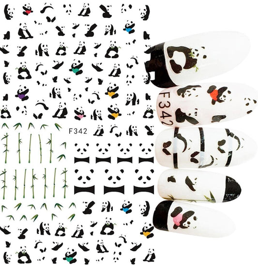 Panda love black and white nail art stickers - fun and unique