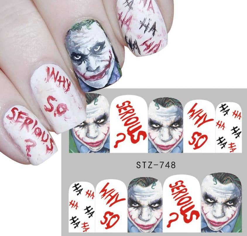 10 joker why so serious ha ha nail stickers punk gothic rockabilly nail wrap decals sticker