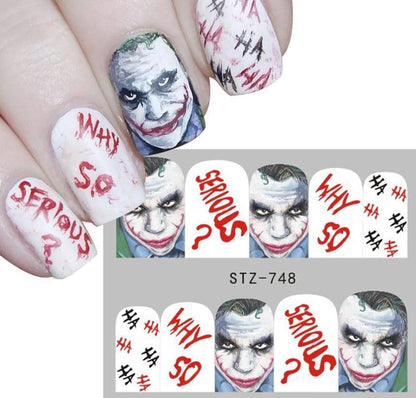 10 joker why so serious ha ha nail stickers punk gothic rockabilly nail wrap decals sticker