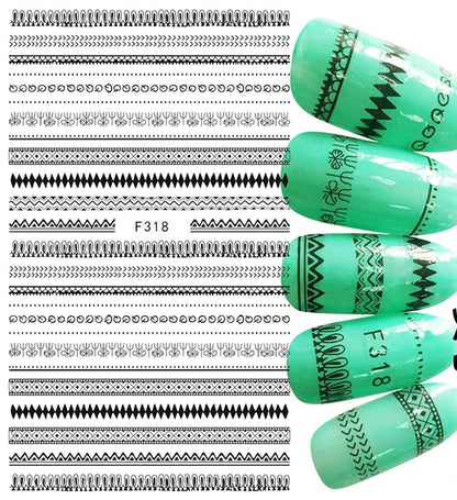 Black and white zigzag modern patterns nail stickers for modern nail art create