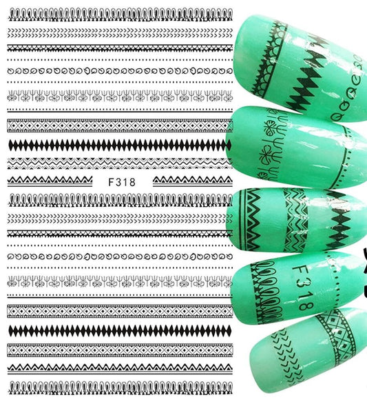 Black and white zigzag modern patterns nail stickers for modern nail art create