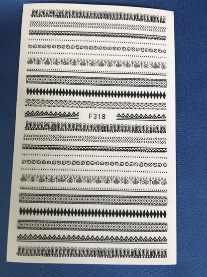 Black and white zigzag modern patterns nail stickers for modern nail art create
