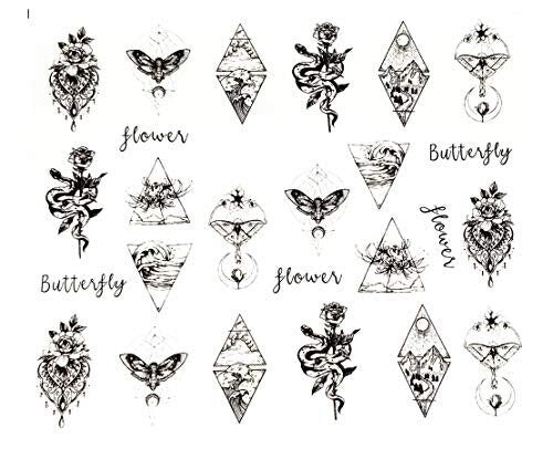 Full sheet nail decals, black & white victorian themed, over 20 decals stickers