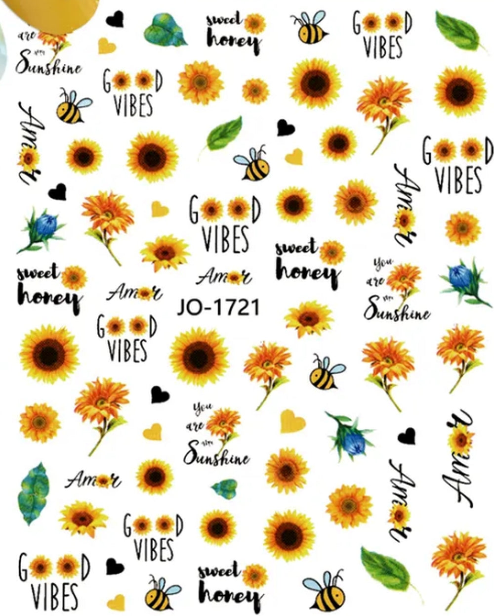 Nothing says Summer more than a Sunflower!  Nail Art Stickers – Yellow Flowers, Bees & Good Vibes Summer Decals for Manicure Designs yellow