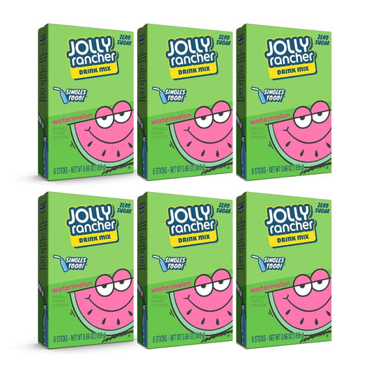 Jolly Rancher Watermelon 6 box of 6 stick - 32 Single Servings - Sugar Free Keto