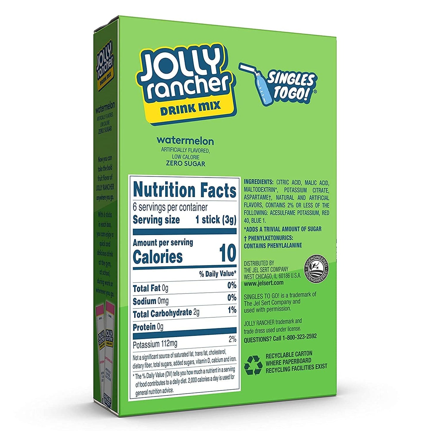 Jolly Rancher Watermelon 6 box of 6 stick - 32 Single Servings - Sugar Free Keto