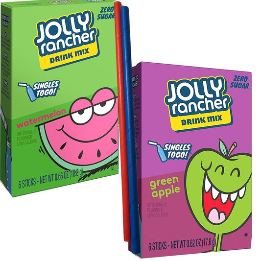 Jolly Rancher Drink Mix 2 box - 1 box Watermelon 1 box Green Apple - 12 Servings