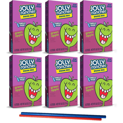 Jolly Rancher Drink Mix - 6 box of Green Apple - 36 Single Servings Sugar Free