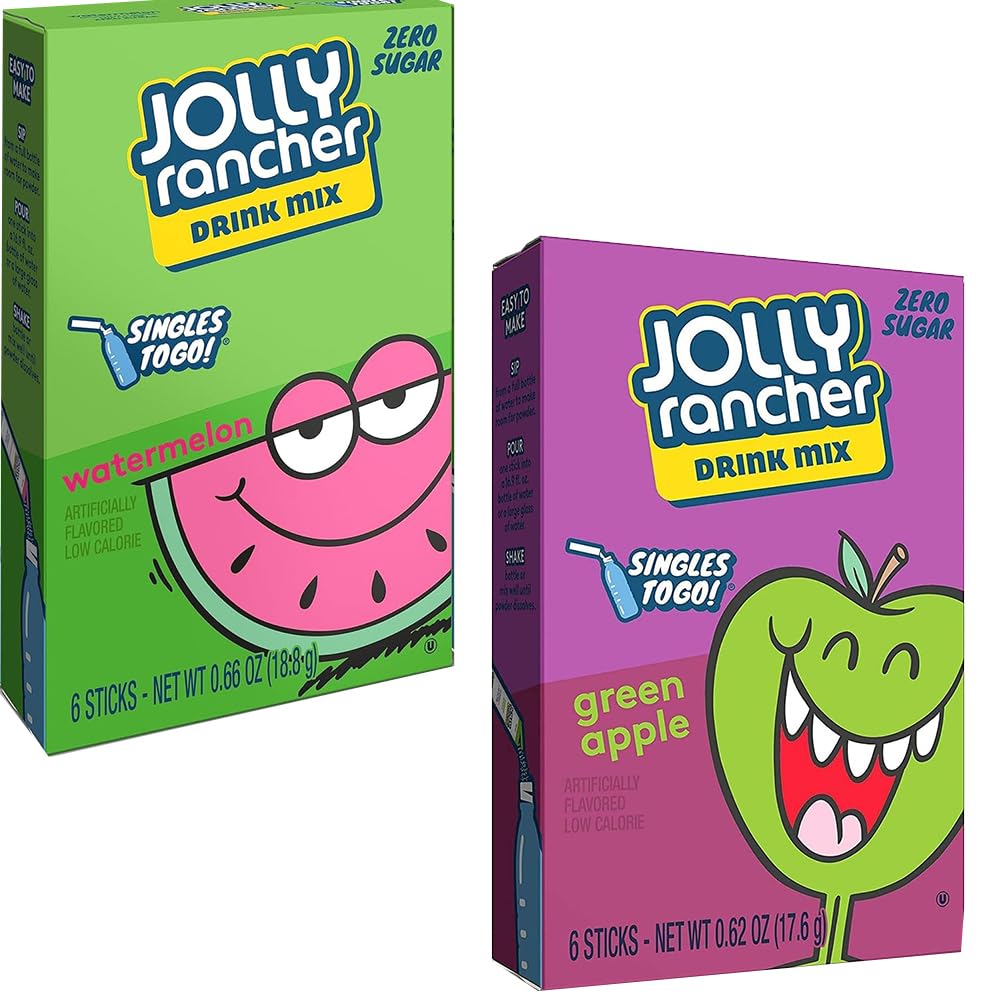 Jolly Rancher Drink Mix 2 box - 1 box Watermelon 1 box Green Apple - 12 Servings