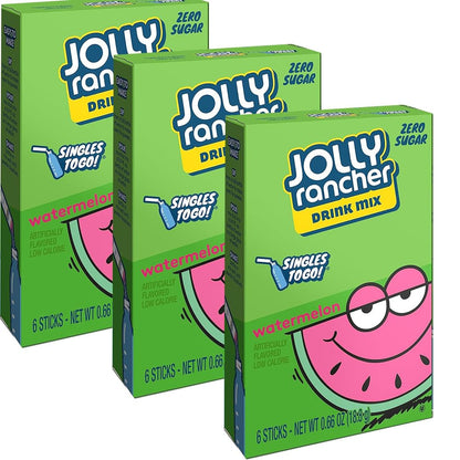 Jolly Rancher Watermelon 3 box of 6 stick - 18 Single Servings - Sugar Free Keto