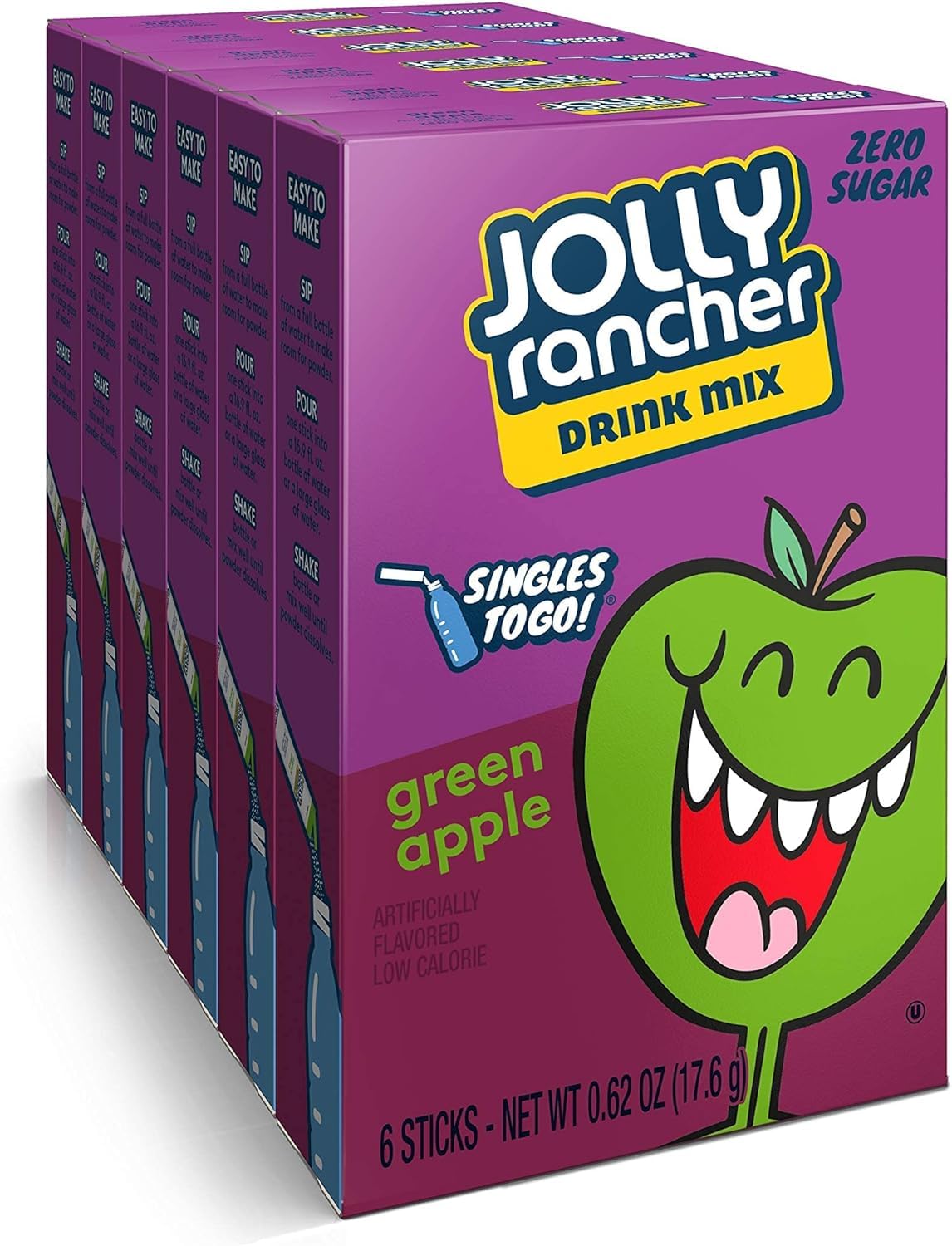 Jolly Rancher Drink Mix - 6 box of Green Apple - 36 Single Servings Sugar Free