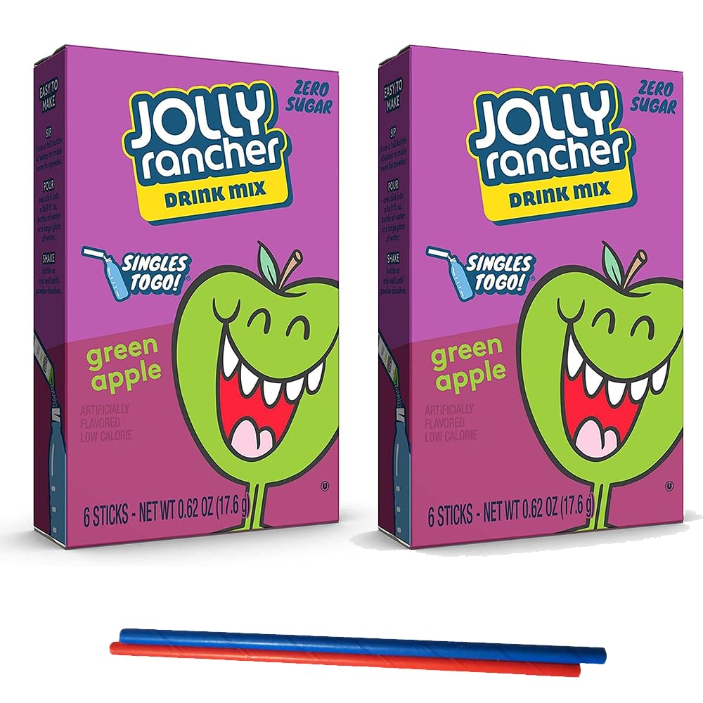Jolly Rancher Green Apple Drink Mix - 2 box 12 Single Servings Sugar Free Keto