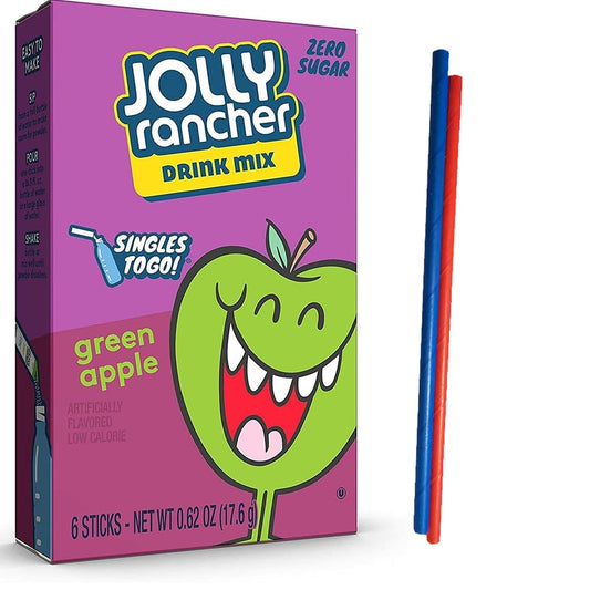 Jolly Rancher Green Apple Keto Sensations: Low Carb Zero Sugar Drink Mix - 1 box of Green Apple - 6 Single Servings - Sugar Free -