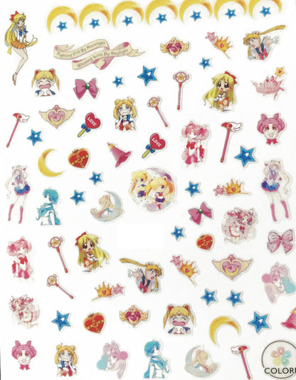 Moon Anime Baby Sailor, Jupiter, Nail Sticker Kawaii Manga Love, Heart, Bows, Planes