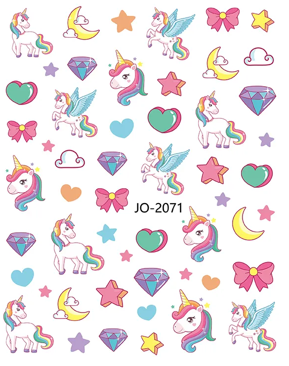 Unicorn Rainbow Nail Art Stickers – Fairy Tale Inspired Unicorns, Stars, Moons & Planet Decals for Magical Manicure DesignsNail Art Decals