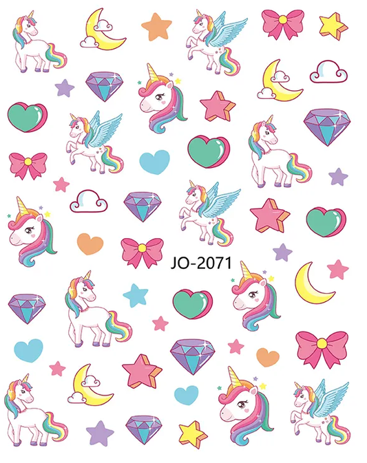 Unicorn Rainbow Nail Art Stickers – Fairy Tale Inspired Unicorns, Stars, Moons & Planet Decals for Magical Manicure DesignsNail Art Decals