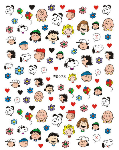 Funtastic Nail Art Stickers - Super Cute Dog & Friends - Charlie - Hearts - Lucy - Flowers - Dog Cartoon Nail Stickers.