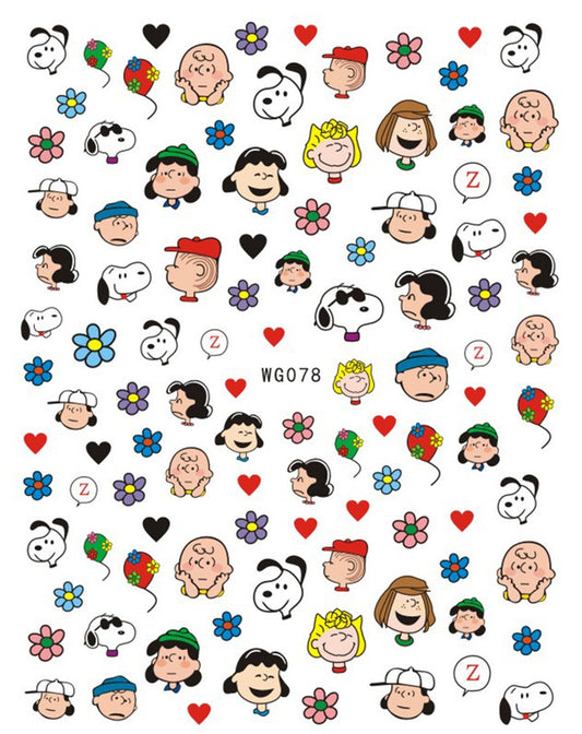 Funtastic Nail Art Stickers - Super Cute Dog & Friends - Charlie - Hearts - Lucy - Flowers - Dog Cartoon Nail Stickers.