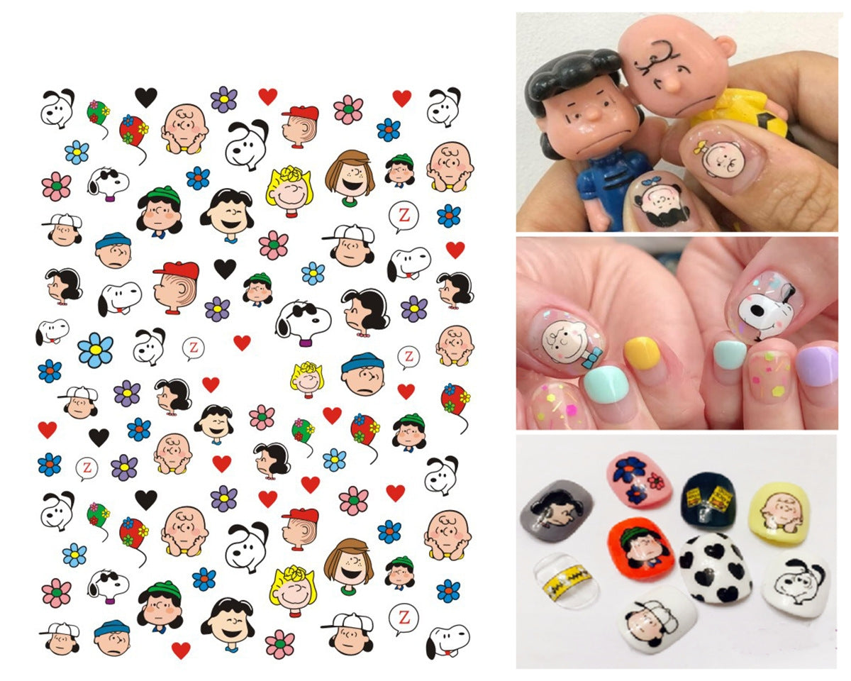 Funtastic Nail Art Stickers - Super Cute Dog & Friends - Charlie - Hearts - Lucy - Flowers - Dog Cartoon Nail Stickers.