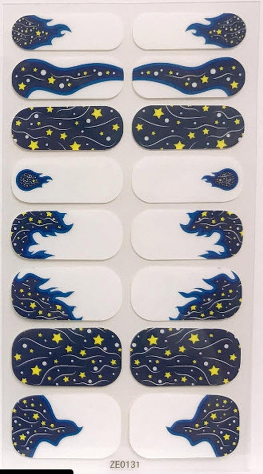 Galaxy Star Nail Wraps Cosmic Nail Strips Night Sky Nail Stickers Blue Galaxy Nails Starry Sky Nail Art Stickers Space Nail Wraps Dr Who