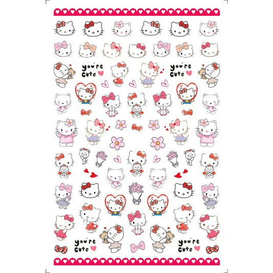 Kawaii Kitty Bow Cat Nail Stickers Cute Cartoon Cat Nail Art Decals Pink Kawaii Nail Stickers Cute Character Nails DIY Nail Art - Hello