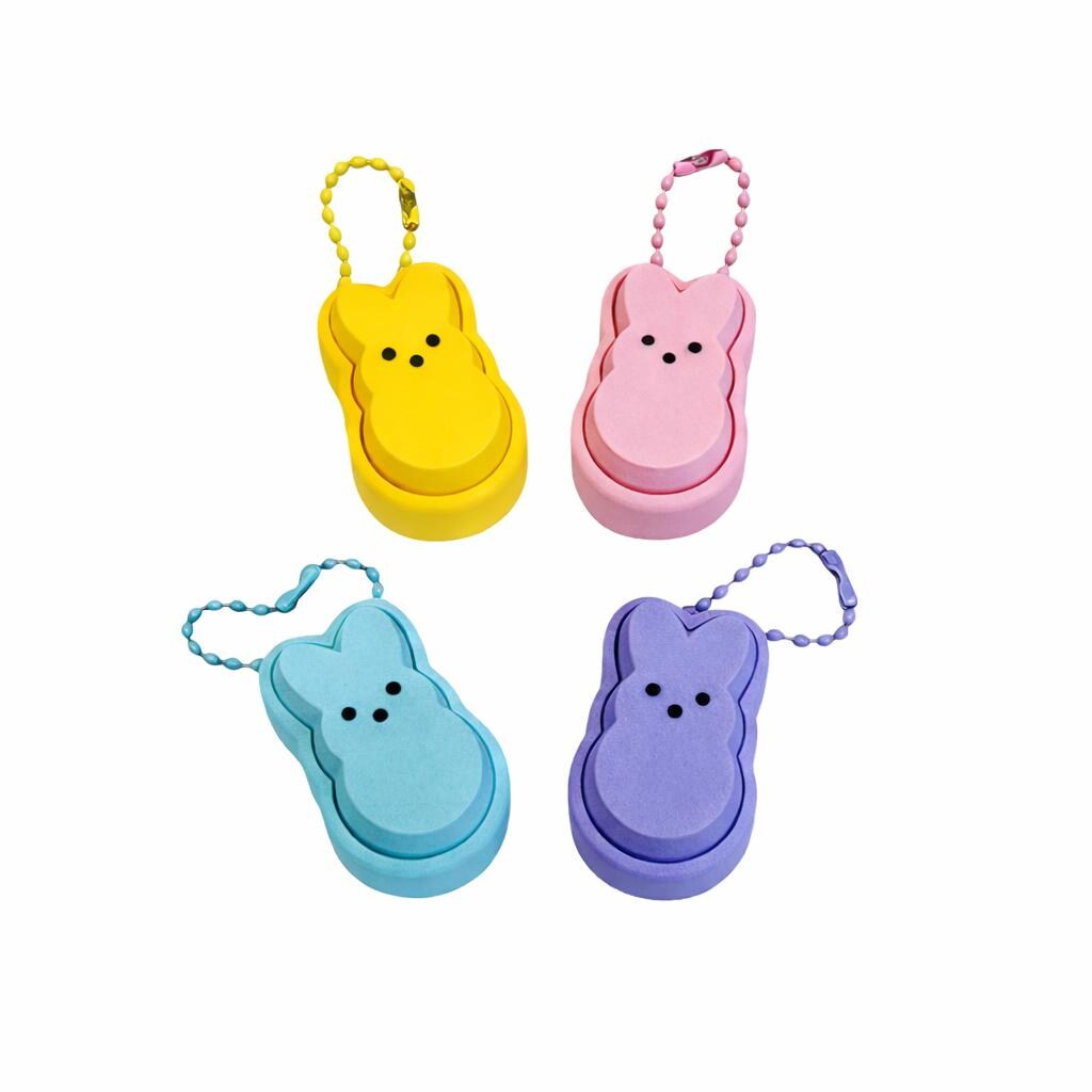 Marshmallow Bunny Clicker Keychain Fidget, Peeps, Easter Basket Stuffer, Goodie Bag Fillers, Classroom Gifts Prizes, Easter Egg Hunt Pastel
