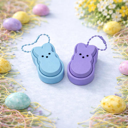 Marshmallow Bunny Clicker Keychain Fidget, Peeps, Easter Basket Stuffer, Goodie Bag Fillers, Classroom Gifts Prizes, Easter Egg Hunt Pastel