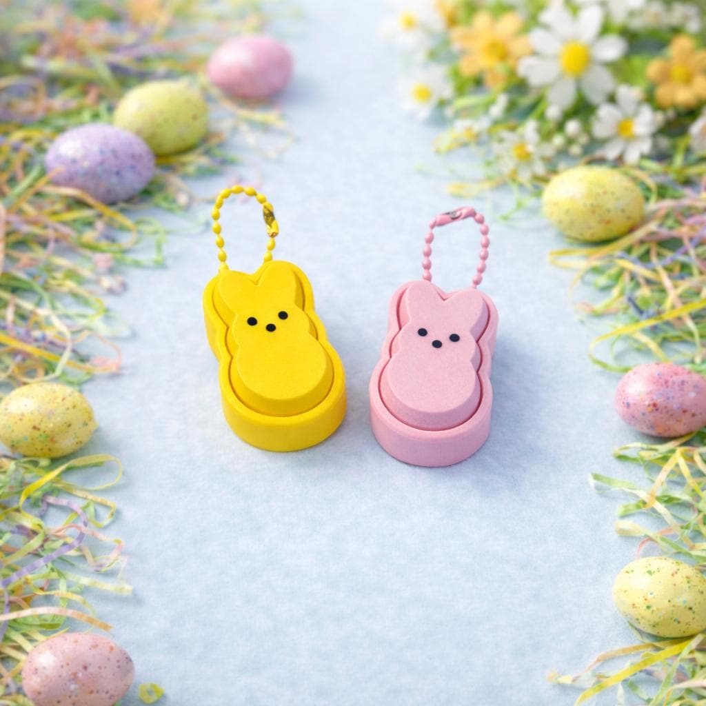 Marshmallow Bunny Clicker Keychain Fidget, Peeps, Easter Basket Stuffer, Goodie Bag Fillers, Classroom Gifts Prizes, Easter Egg Hunt Pastel