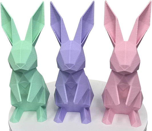 Handmade Origami Bunny Set of 3 – 4in 3D Printed Geometric Rabbits | Modern Easter & Spring Decor | Artisan Low Poly Tabletop Display