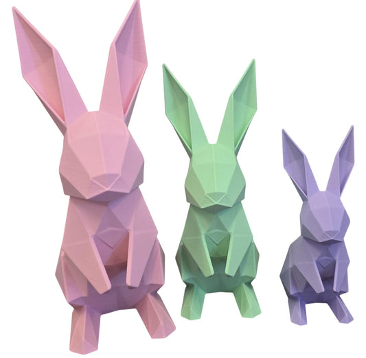 Origami Inspired 3D Printed Bunny Trio Set of Easter Rabbits 6in 8in 10in | Modern Spring Home Decor Tabletop Display | Lapins Style Origami
