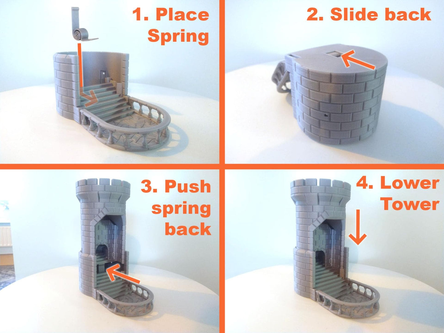 Auto Reload Castle Dice Tower for DND – 3D Printed Dice Roller Tower – Tabletop RPG Dice Tower – Dungeon Master Gift – Dungeons and Dragons