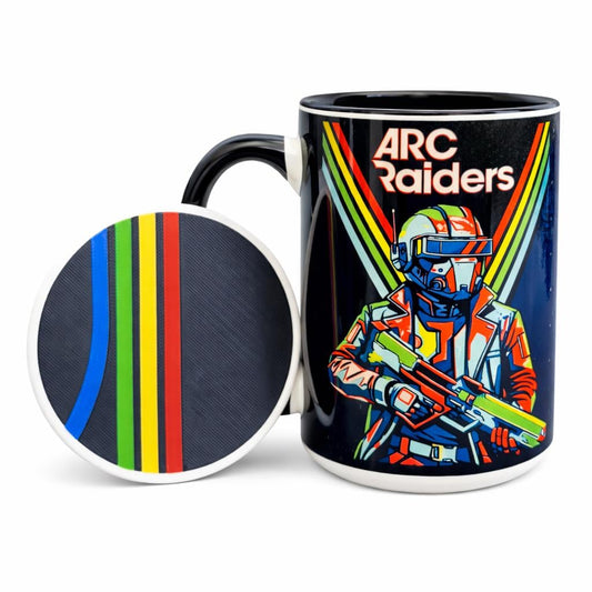ARC Raiders Inspired 15oz Coffee Mug  ''Don't Shoot'' Edition – Features Anvil Blueprint – Matching Coaster – Collectible Gift for Gamers