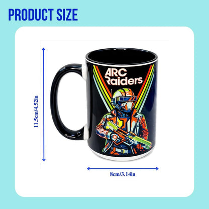 ARC Raiders Inspired 15oz Coffee Mug  ''Don't Shoot'' Edition – Features Anvil Blueprint – Matching Coaster – Collectible Gift for Gamers