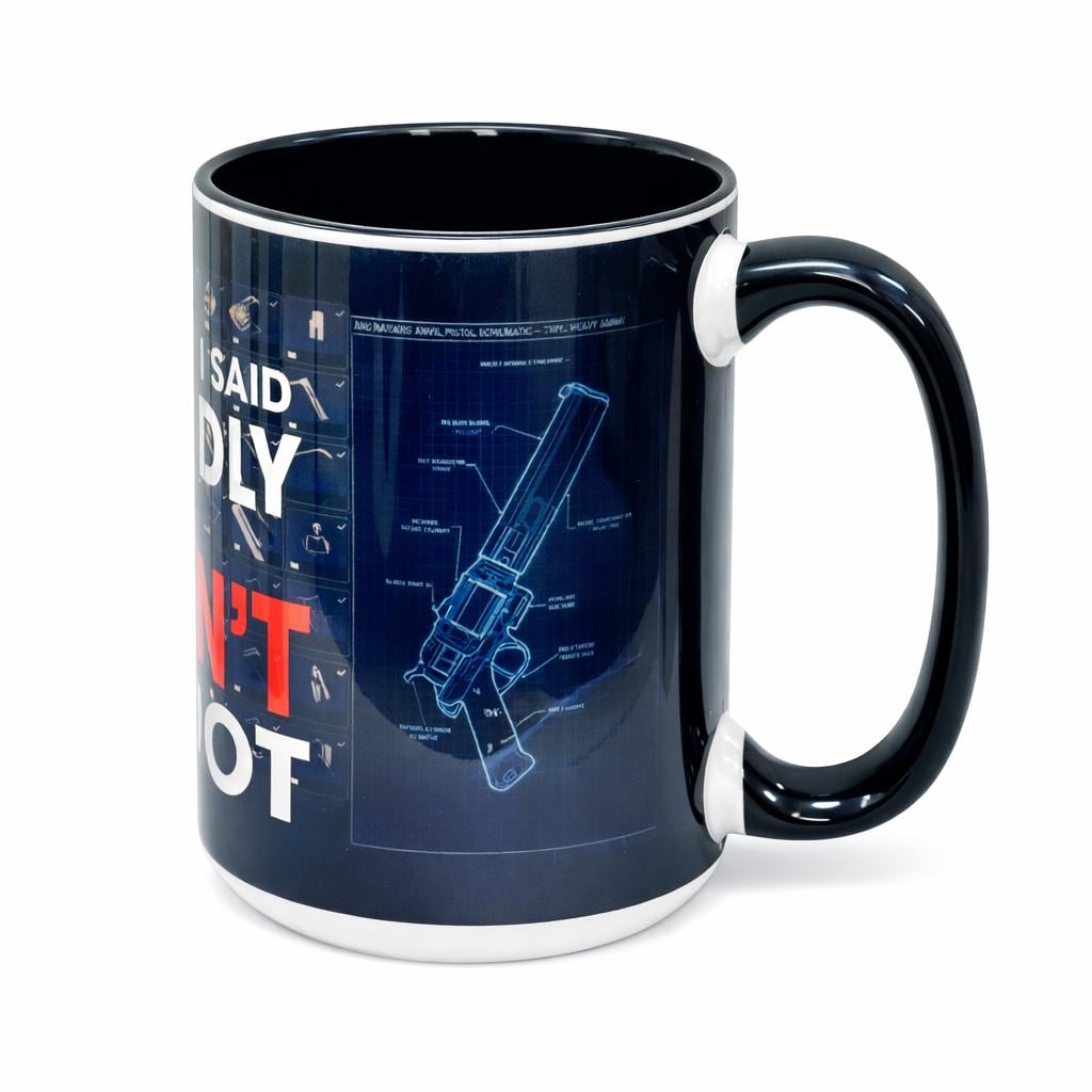 ARC Raiders Inspired 15oz Coffee Mug  ''Don't Shoot'' Edition – Features Anvil Blueprint – Matching Coaster – Collectible Gift for Gamers