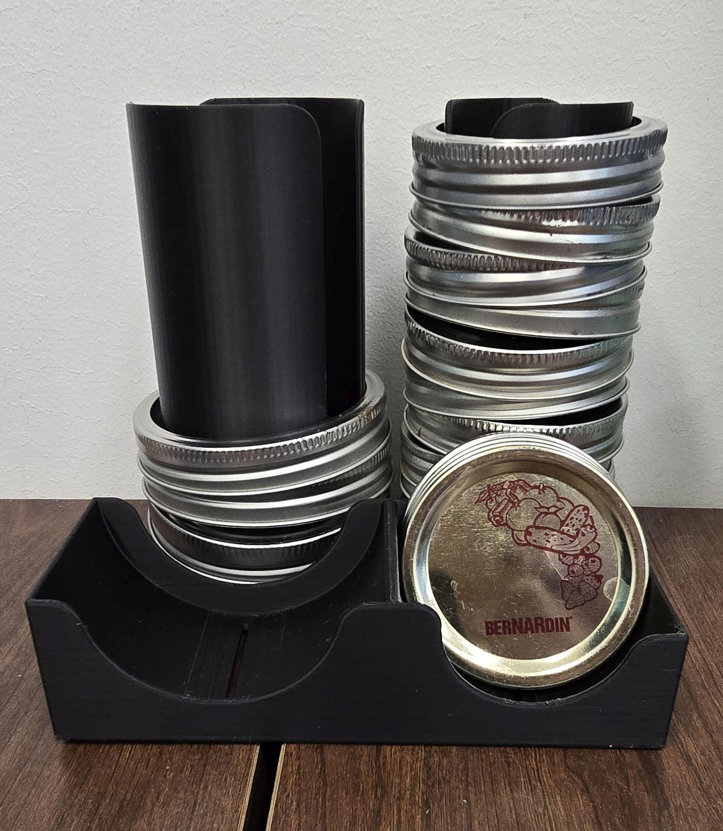 Mason Jar Lid Organizer, 3D Printed Vertical Storage for Mason/Canning/Bamboo Lids and Rings